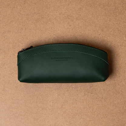 Trousse en cuir vert lisse de La Compagnie du Kraft
